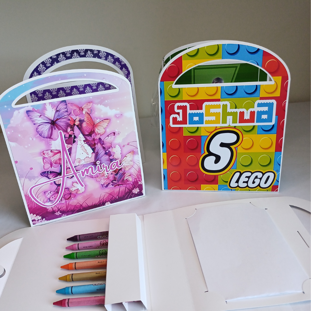Customizable Paper Briefcase with Coloring Pages and Crayons