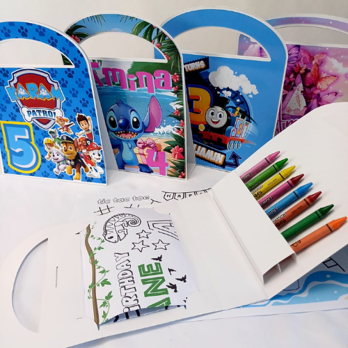 Customizable Paper Briefcase with Coloring Pages and Crayons