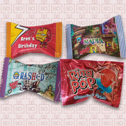 Customizable Ring Pop Candy Wrapper